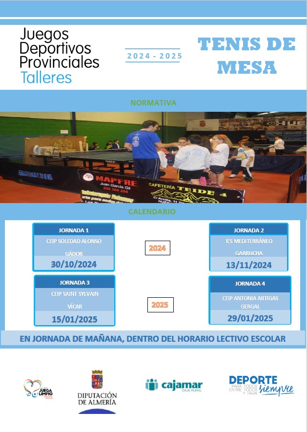 Talleres Educativos de Promoción del Tenis de Mesa. Gádor 30-10-24